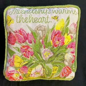 Marjolein Bastin 9” Square Throw‎ Pillow Tulips Corded Edge Spring Flowers
